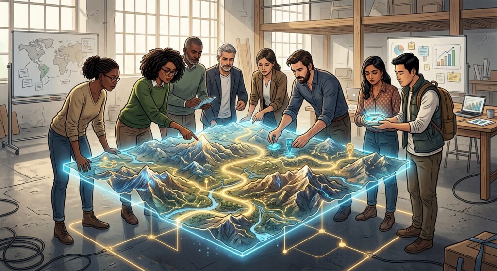 AI-generated editorial illustration for 'Navigating Together'