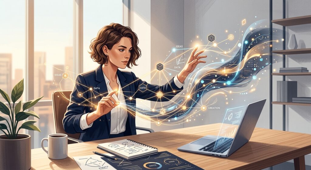 AI-generated editorial illustration for 'Working with Intelligent Machines'